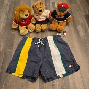 Vintage 1990s Tommy Hilfiger Color Block Swim Trunks NWT